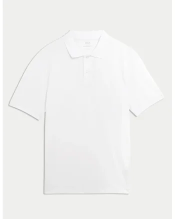 Tricou polo regular fit, Alb