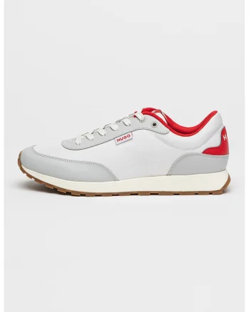 Pantofi sport din material textil cu insertii din piele ecologica Icelin, Alb/Gri deschis