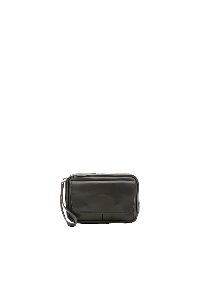 Etui unisex de piele cu bareta pentru incheietura, Negru