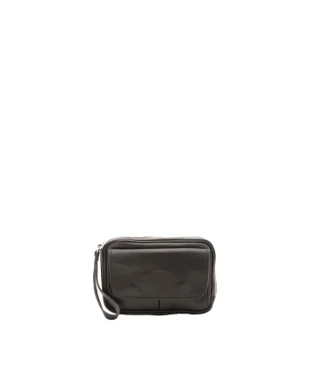 Etui unisex de piele cu bareta pentru incheietura, Negru