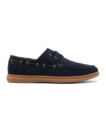 Pantofi boat de piele intoarsa, Bleumarin