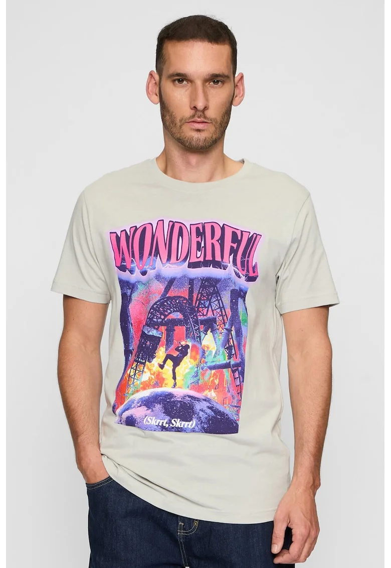 Tricou unisex de bumbac Wonderful, Roz aprins/Grej