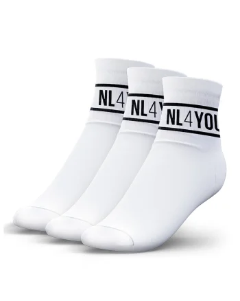 Set de sosete scurte unisex cu logo - 3 perechi, Alb