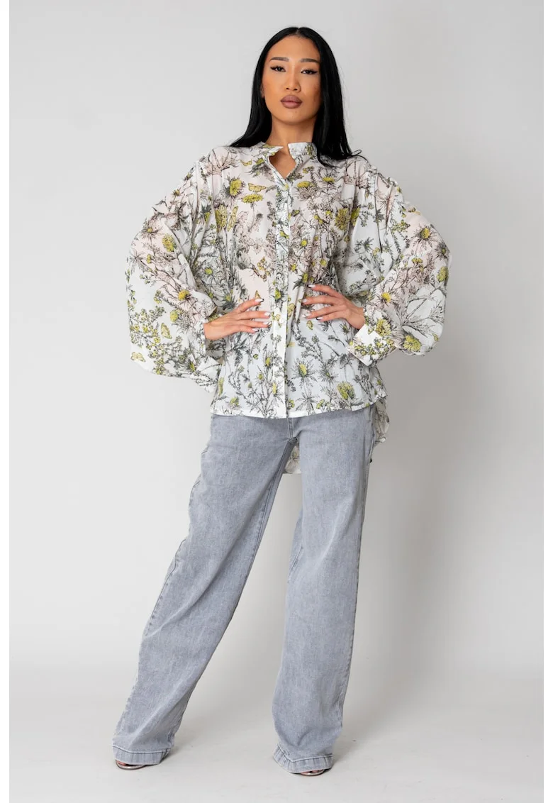 Camasa cu maneca lunga Butterfly Garden Off White 15513, Alb