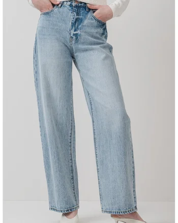 Blugi relaxed fit cu talie inalta, Albastru deschis