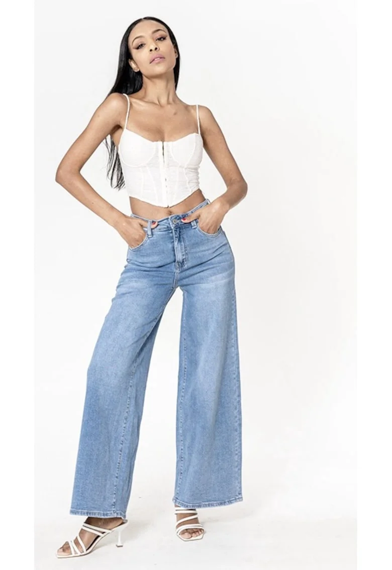 Blugi dama wide leg  albastru deschis YY300-6 M10 16967, Albastru deschis