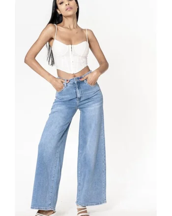 Blugi dama wide leg  albastru deschis YY300-6 M10 16967, Albastru deschis