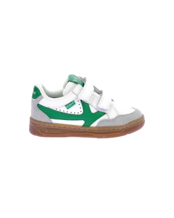 Pantofi sport din piele cu insertii din piele ecologica, Alb/Verde/Gri deschis