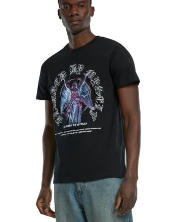 Tricou din bumbac cu imprimeu grafic, Negru/Albastru lavanda/Alb optic