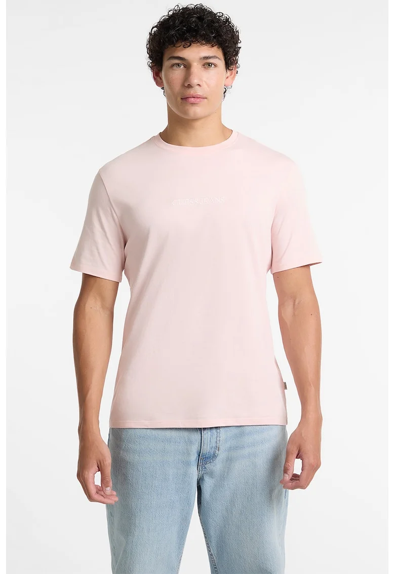 Tricou din bumbac cu imprimeu logo, Roz pal