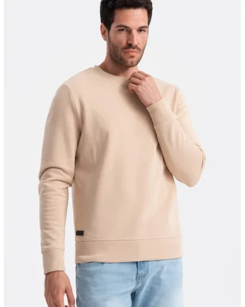 Bluza de trening din bumbac cu model uni, Bej