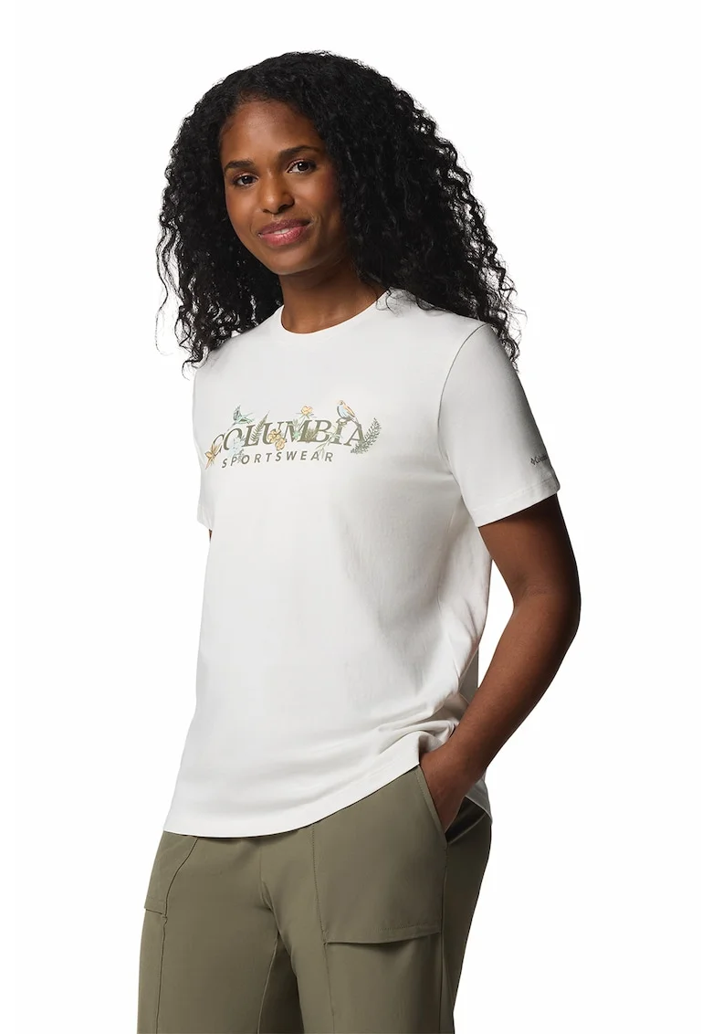 Tricou din bumbac cu imprimeu grafic Boundless, Alb/Alb fildes/Verde sparanghel