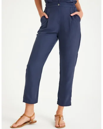 Pantaloni cu talie medie, Albastru indigo