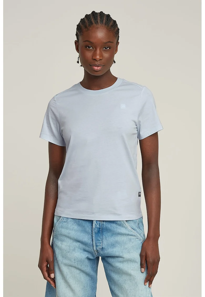 Tricou uni de bumbac organic, Albastru glaciar