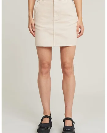 Fusta mini cu talie inalta, Maro taupe deschis