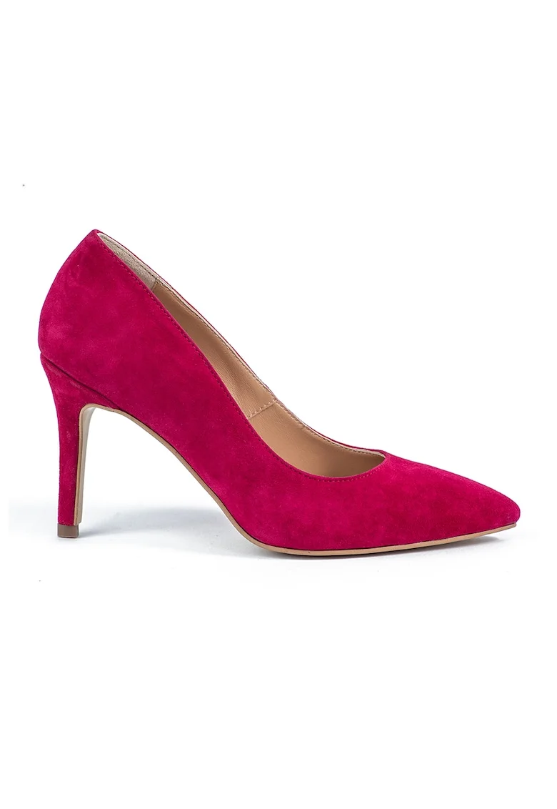 Pantofi din piele intoarsa cu varf ascutit Yara, Fucsia