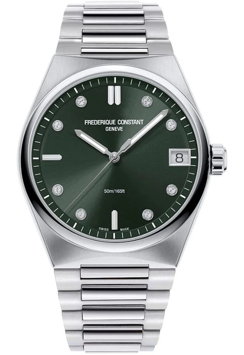 Ceas  Highlife Lady, argintiu, cadran verde cu diamante, inox