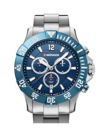 Ceas barbatesc  01.0643.119, Quartz, 43mm, 20ATM, Argintiu