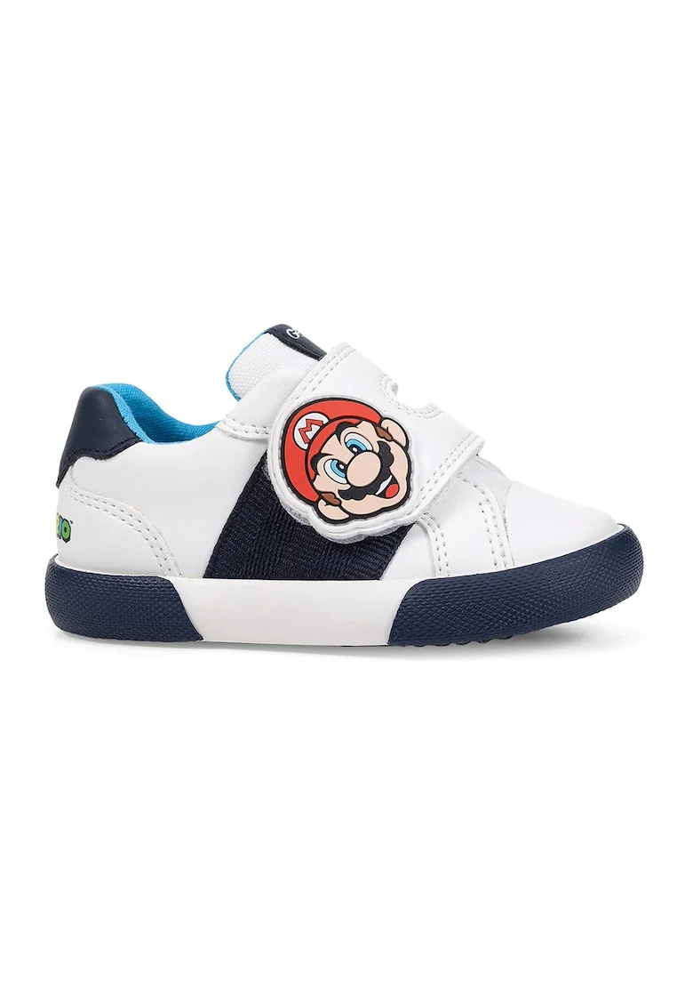 Pantofi sport cu velcro si tematica Mario, Rosu/Alb/Albastru