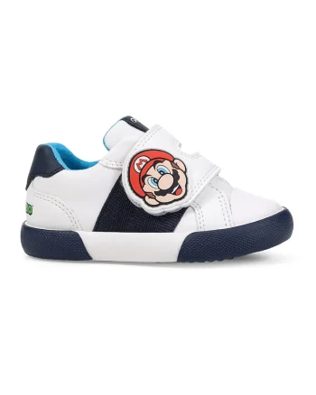 Pantofi sport cu velcro si tematica Mario, Rosu/Alb/Albastru