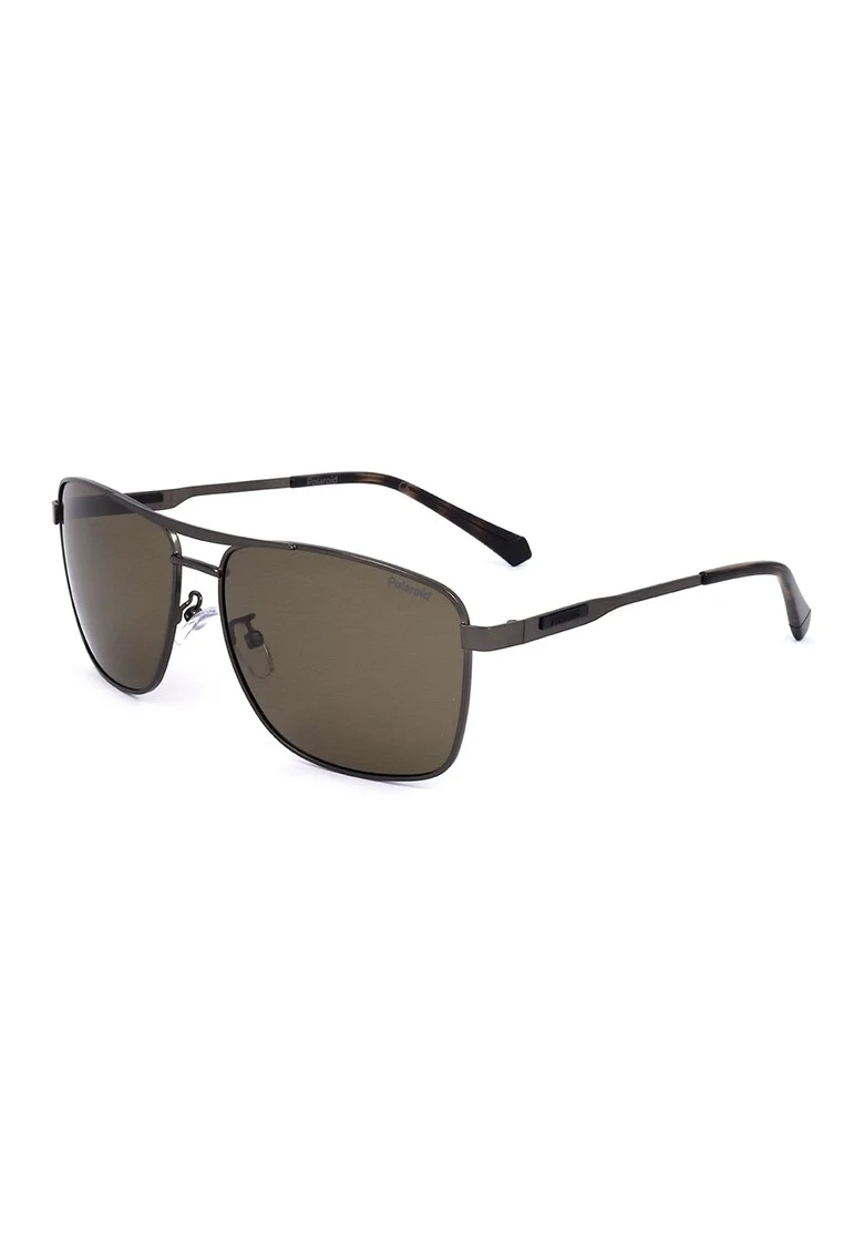 Ochelari de soare aviator cu lentile polarizate, Negru/Maro
