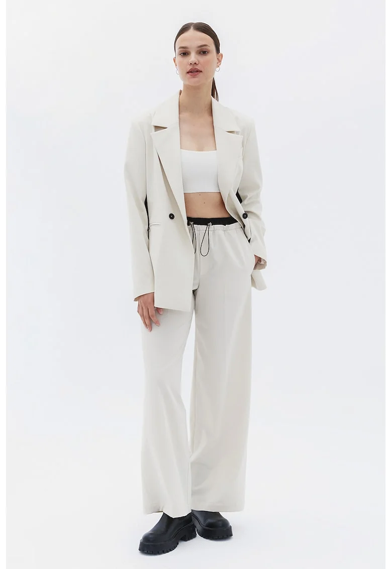 Pantaloni cu talie ajustabila, croiala ampla si model 2in1, Maro taupe deschis