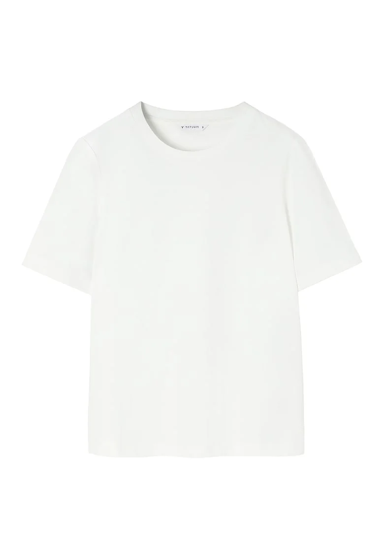 Tricou de bumbac cu decolteu la baza gatului Soria, Alb