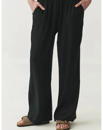 Pantaloni din amestec de in cu buzunare laterale Nerja, Negru