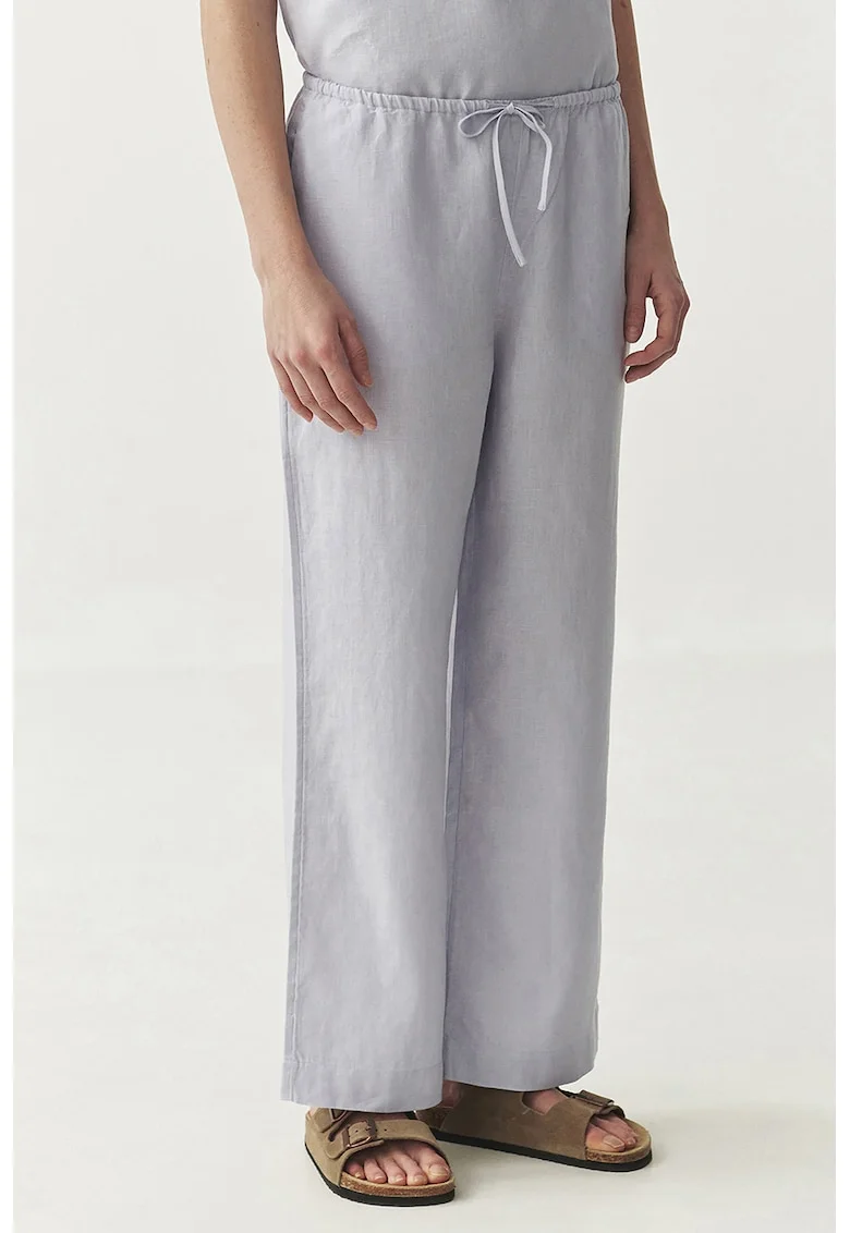 Pantaloni de in cu snur Canela, Albastru glaciar
