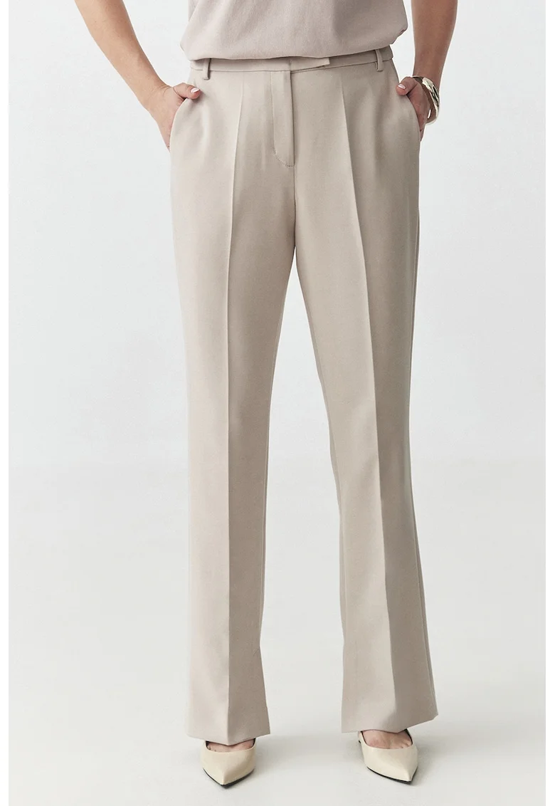 Pantaloni cu croiala dreapta, Bej inchis