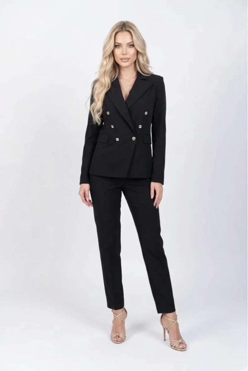Pantaloni office/casual cu pense la talie si buzunare laterale