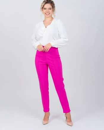Pantaloni office cu dunga si nasturi decorativi