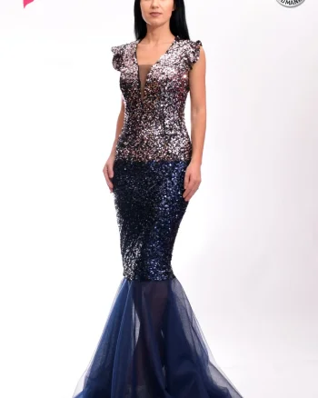 Rochie lunga tip sirena din paiete