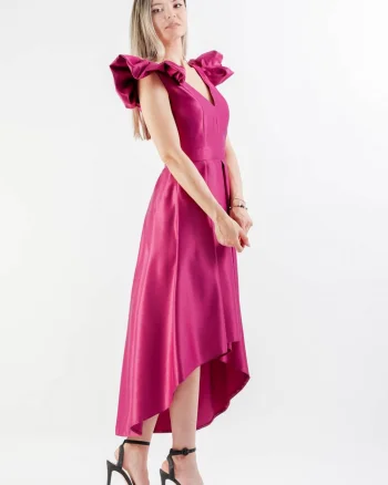 Rochie Moze eleganta asimetrica din tafta cu buzunare laterale
