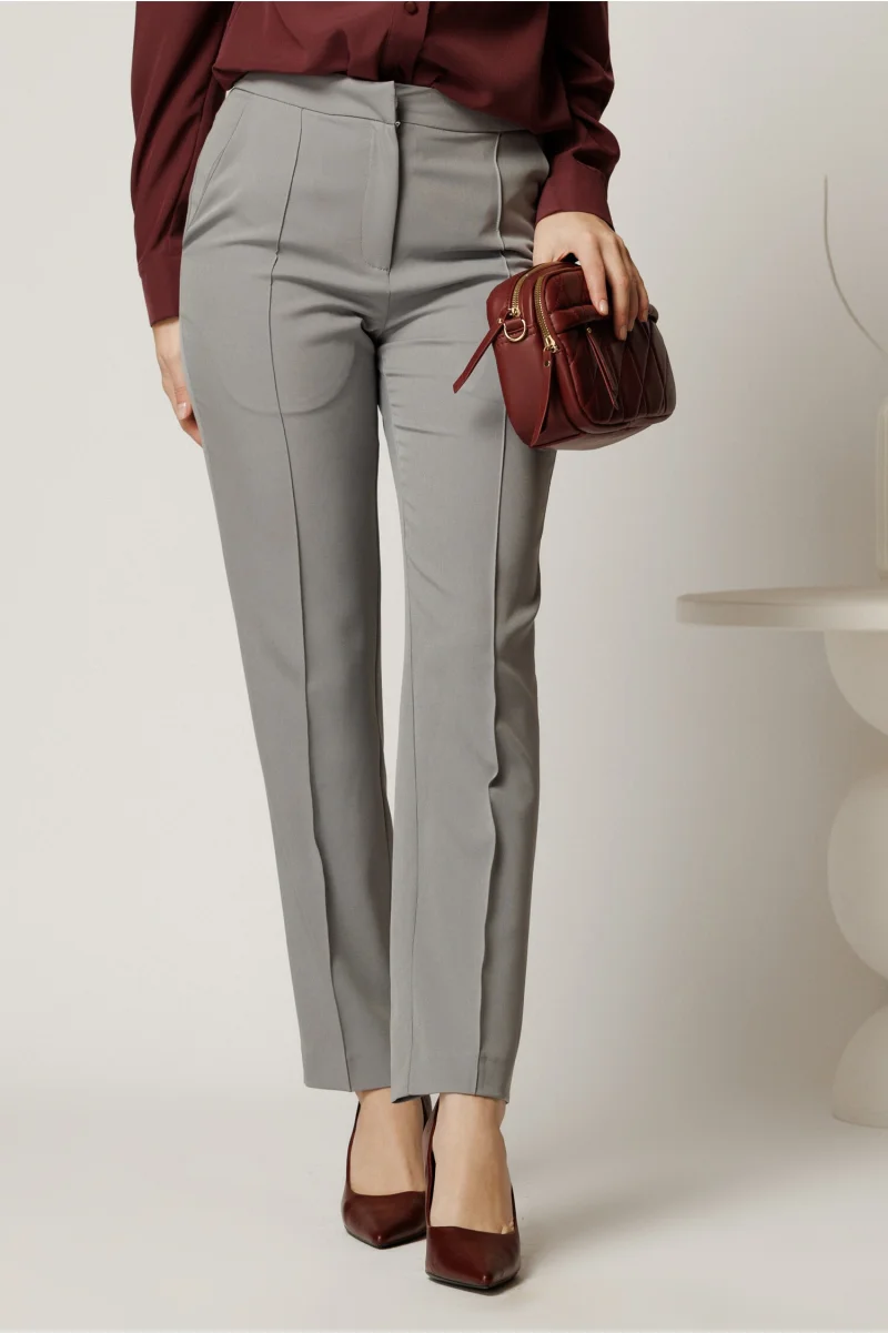 Pantalon DY Fashion gri conici din stofa