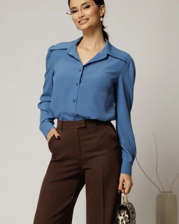 Camasa DY Fashion albastra cu guler si inchidere cu nasturi