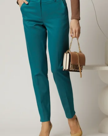 Pantaloni dama conici turcoaz office