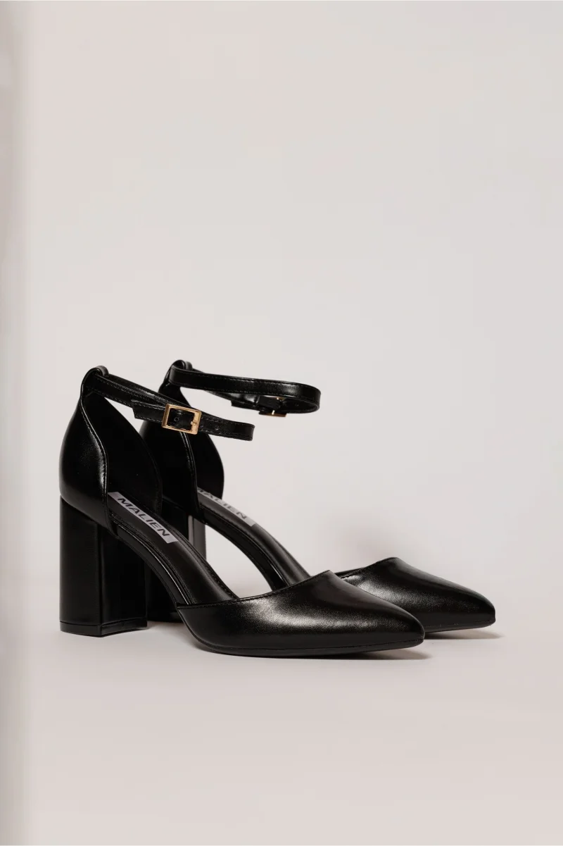 Pantofi eleganti negrii din piele ecologica cu bareta
