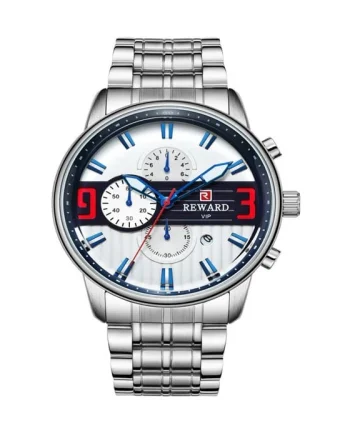 Ceas barbatesc Reward CS1244, otel inoxidabil, argintiu, cadran alb