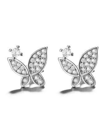 Cercei argint 925, JW760, model fluture, placati cu rodiu