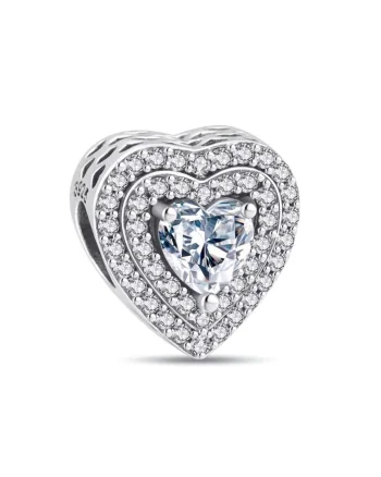 Charm/talisman argint 925, JW1155, model inima, placat cu rodiu