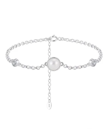 Bratara din argint 925 pentru dama, JW1701, model elegant cu perla, placata cu rodiu