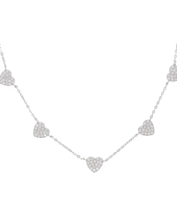 Chocher argint 925, JW640, model inimioare cu zirconiu, placat cu rodiu