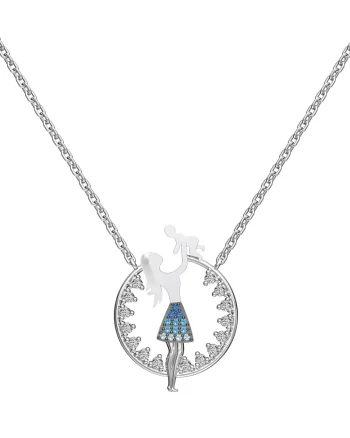 Lantisor argint 925, JW1839, model mama & baby, placat cu rodiu