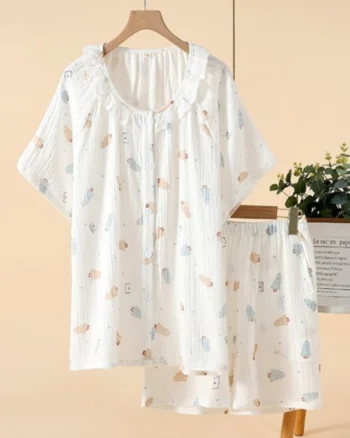 Pijama dama "Warm & Chic" din doua piese, PJ009, Alb