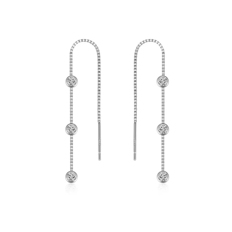 Cercei lungi argint 925, JW1072, model cu zirconiu, placati cu rodiu