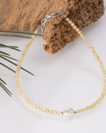 Bratara argint subtire din cubic zirconia galben si piesa din argint