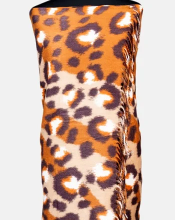 Esarfa cashmere model animal print cu nuante de caramiziu si bej