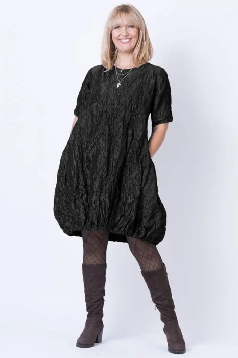 Rochie midi gogosar din tafta cu memorie neagra