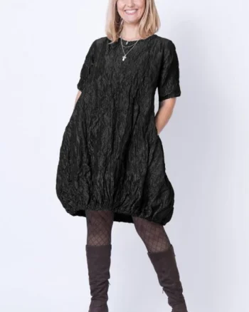 Rochie midi gogosar din tafta cu memorie neagra